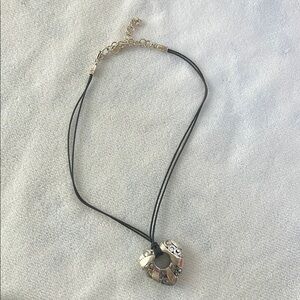 Brighton Silver and Black Necklace with Organic Pendant
